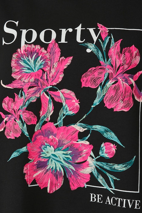 Long-Hoodie, Kapuzensweater, Blumen-Motiv, Langarm