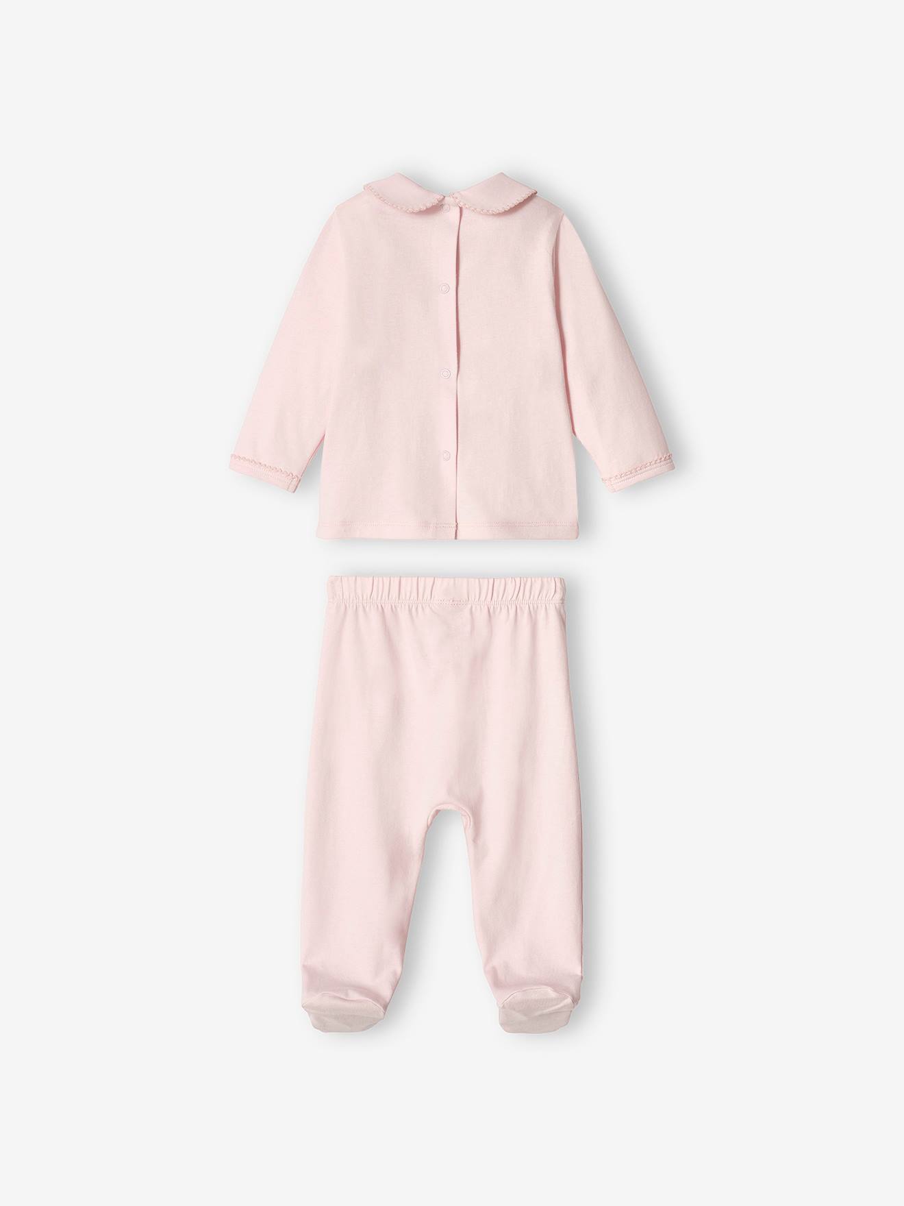 Conjunto de 2 pijamas de malha para bebê menina, na cor lilás.