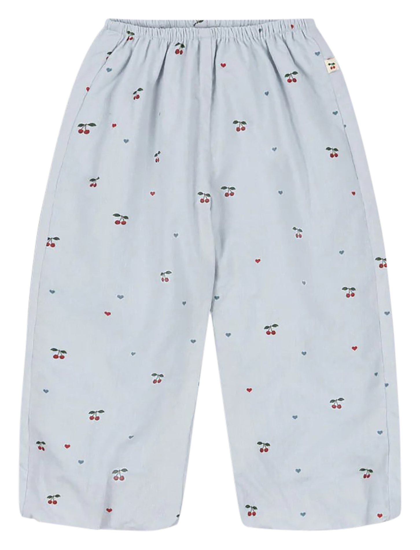 EVIA - Pantalon large brodé en coton bio | Bleu