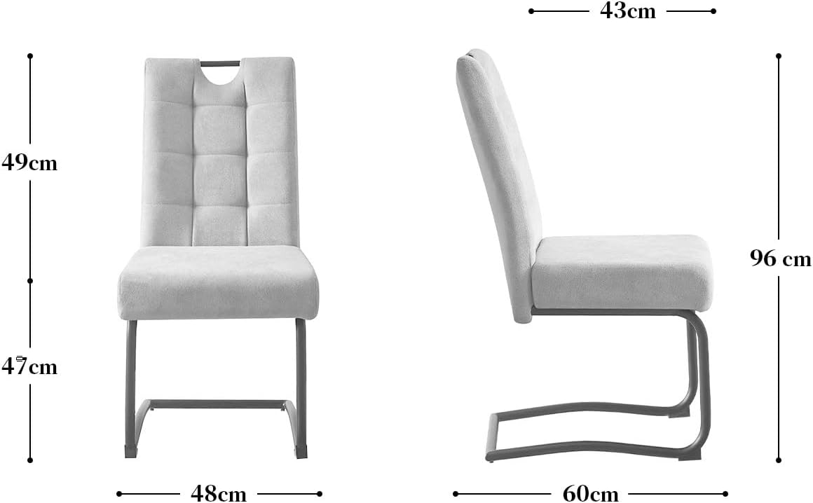 B&D home® Esszimmerstühle Sofia 2er Set – Freischwinger Schwingstuhl, gepolsterte Sitzschale mit Griff, Webstoff Braun, Metallkufe schwarz, Retro-Industrial Design für Esszimmer, Küche & Büro