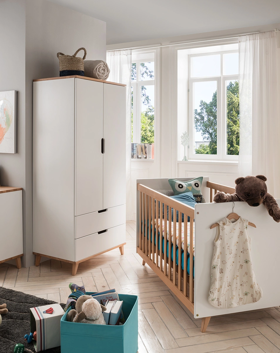 Kleiderschrank INFANSCOLOR I (Farbe: weiß/Buche)