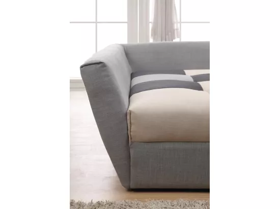 Canapé d'angle convertible en tissu ROMANE - Gris - Angle gauche