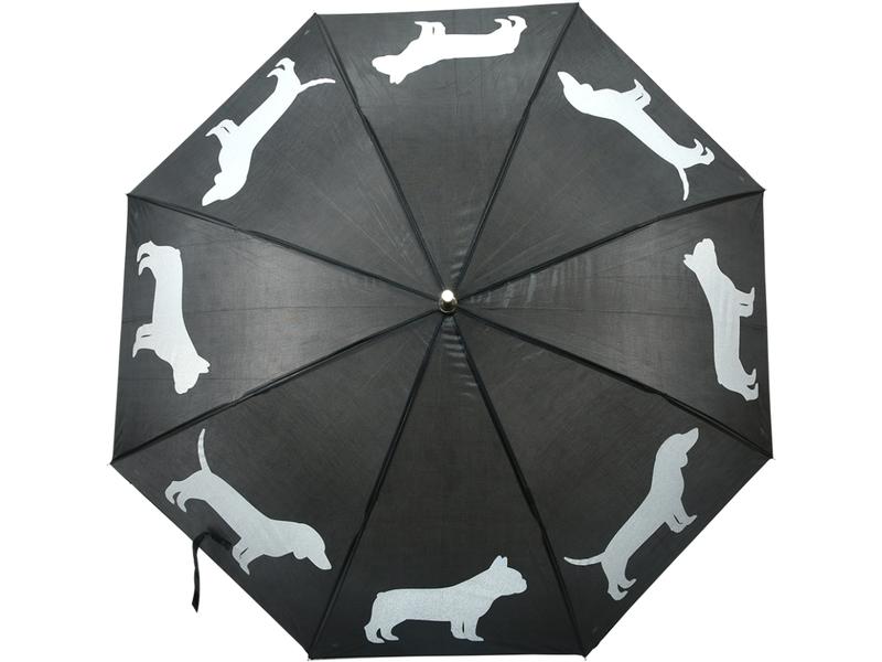 Esschert Design Schirm Reflektor Hunde Grau/Schwarz Reflektierender Regenschirm