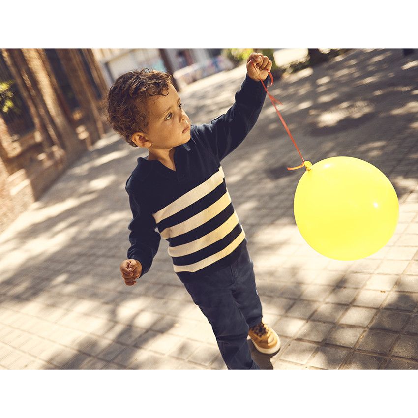 Pantalon chino avec bouton fantaisie pour bébé garçon - Bleu marine