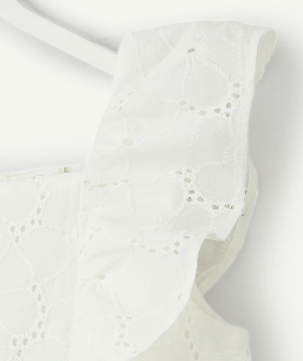 COMBINAISON BÉBÉ FILLE BLANCHE AVEC BRODERIES FLEURS