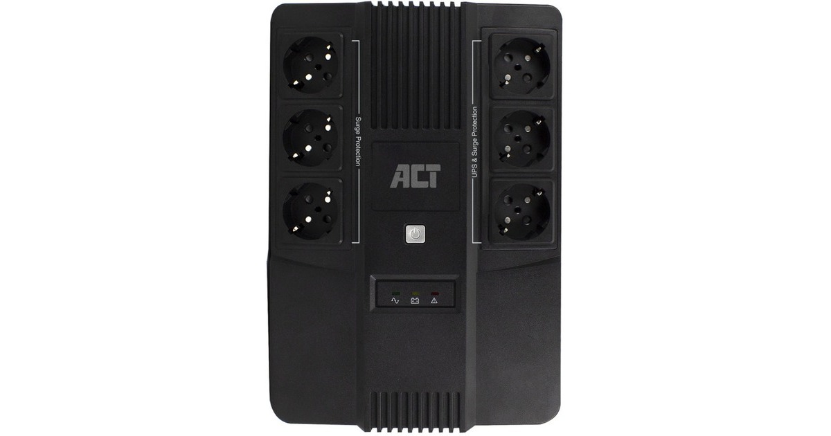 ACT ConnectivityLine Interactive UPS 600VA - met 6 geaarde stopcontacten ups  (Zwart)