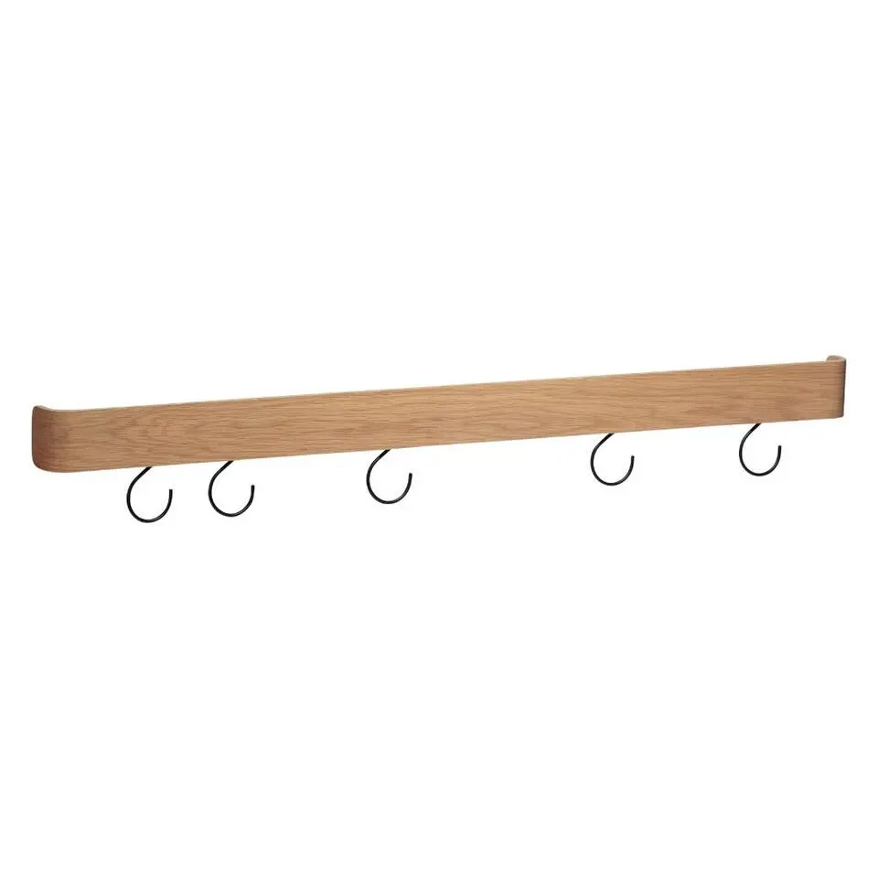 Hioshop Protopia Dan-Form wandplank met haken 9 haken fineer eik