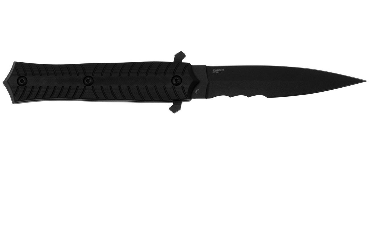 CRKT Xolotl Fixed Veff Serrations 2263 Black Powder Coat SK-5, Black G10, dolkmes, Michael R. Rodriguez design