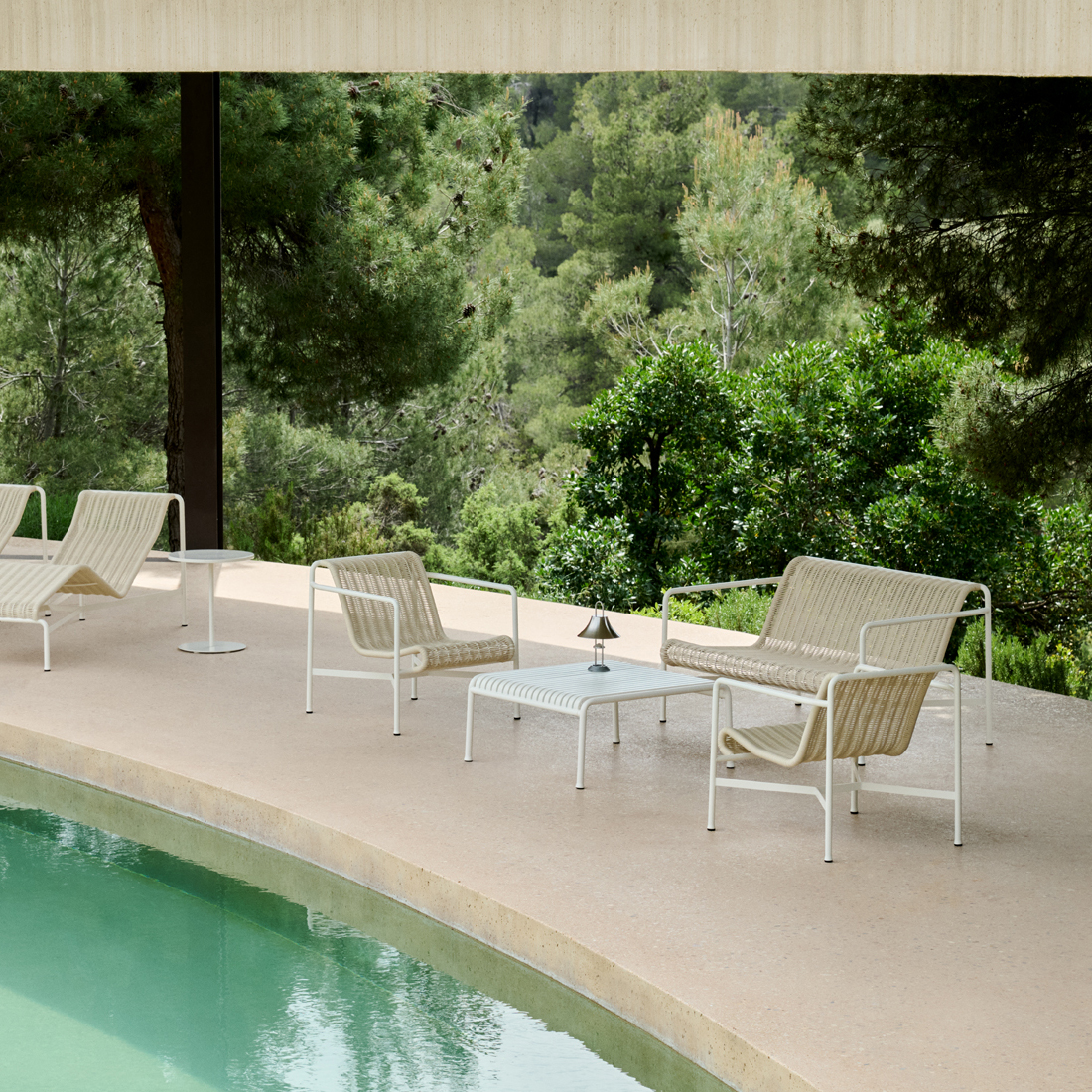 Tuinstoel Palissade Cord loungestoel laag creme wit