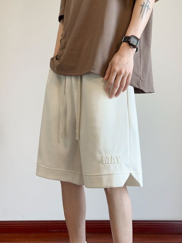 Obikan - Sweatshorts met trekkoord in de taille, effen letters en reliëf
