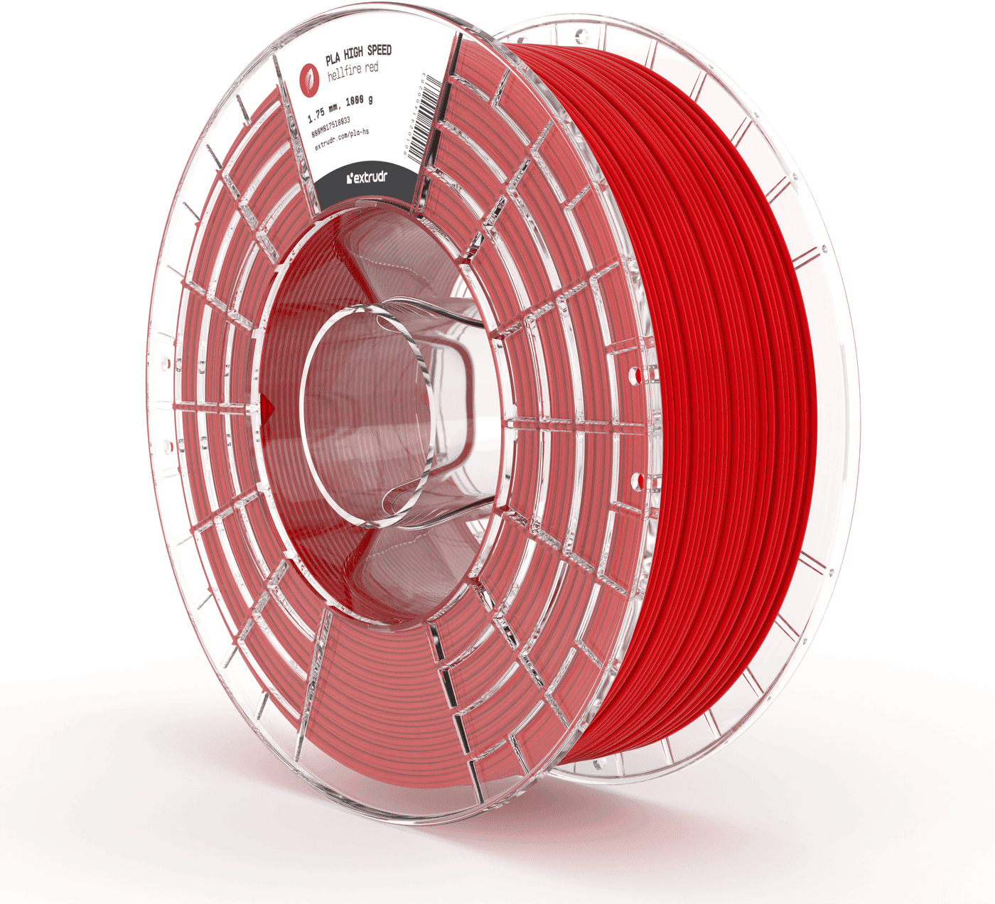Extrudr  PLA High Speed Hellfire Rot, 1,75 mm / 1000 g    PLA HS für Druckgeschwindigkeiten bis zu 1000 mm/s in Hellfire Rot