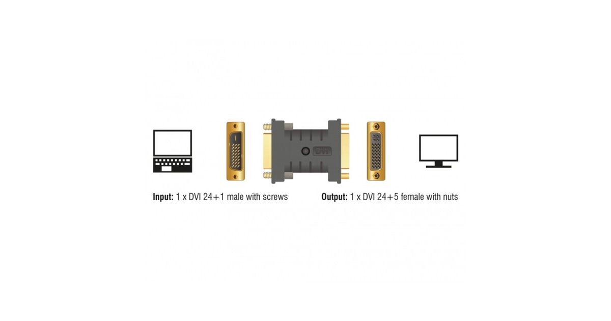 DeLOCKDVI 24+1 male naar DVI 24+5 female adapter  (Zwart)