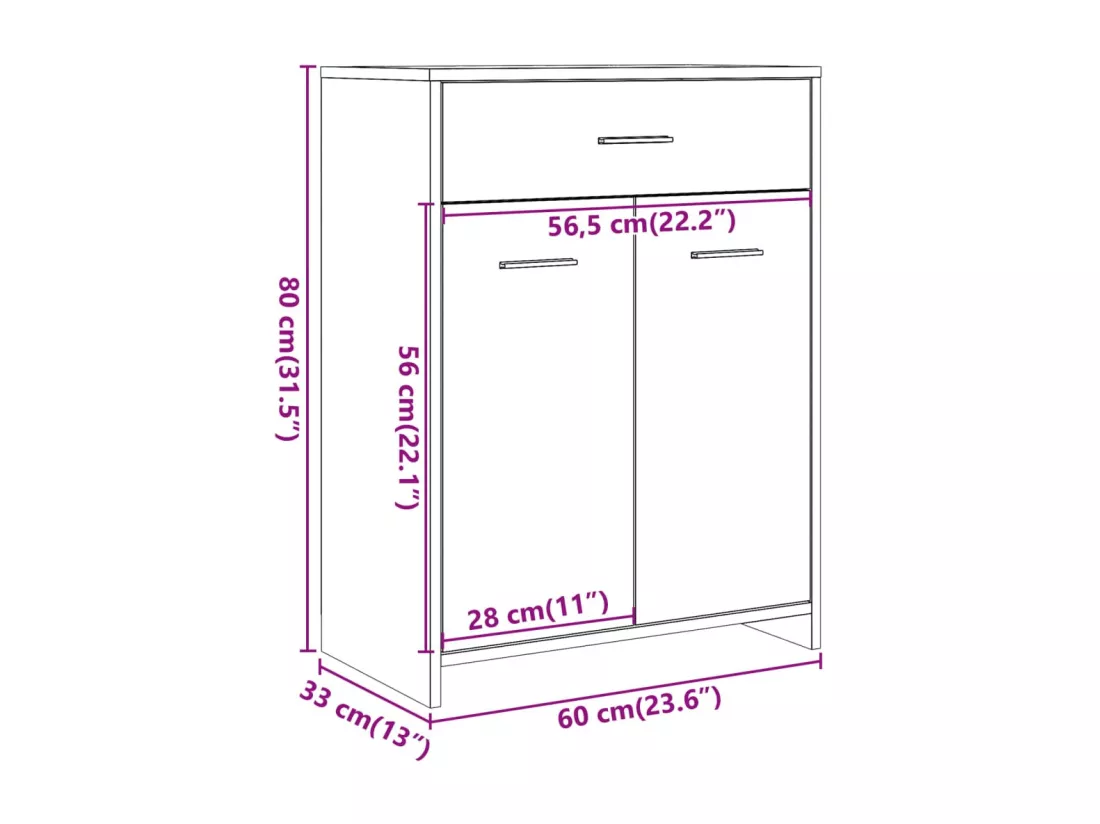 Armoire de salle de bain vieux bois 60x33x80 cm bois ingénierie