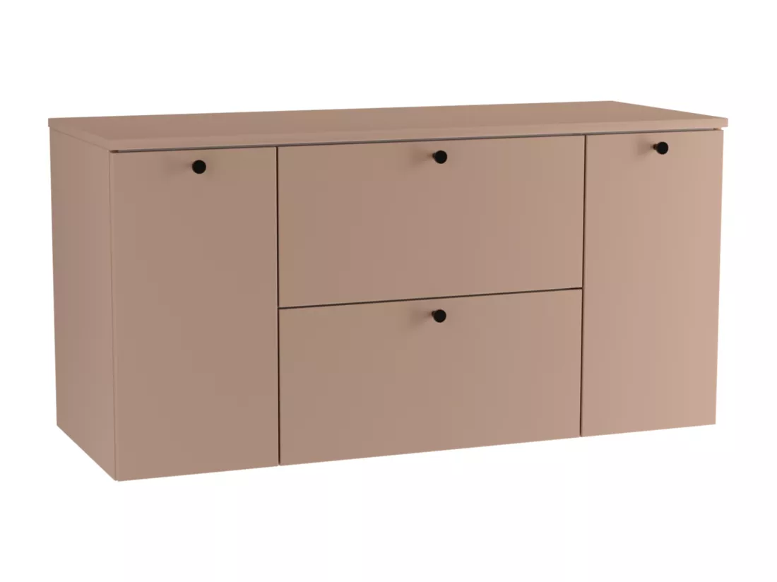 Meuble lavabo WENA, avec 2 portes et 2 tiroirs, fronts lisses, Beti, 120x60x47 cm, Rose foncé