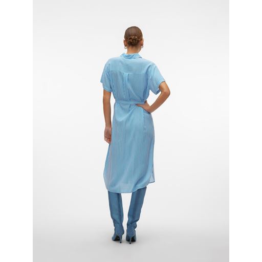 Vero Moda Bumpy Skjortekjole, Ibiza Blue/Snow White, L