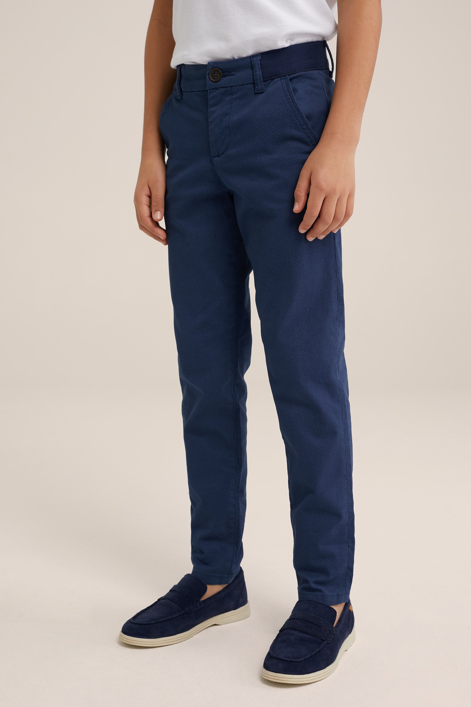 Jongens slim fit chino met dessin WE Fashion Donkerblauw