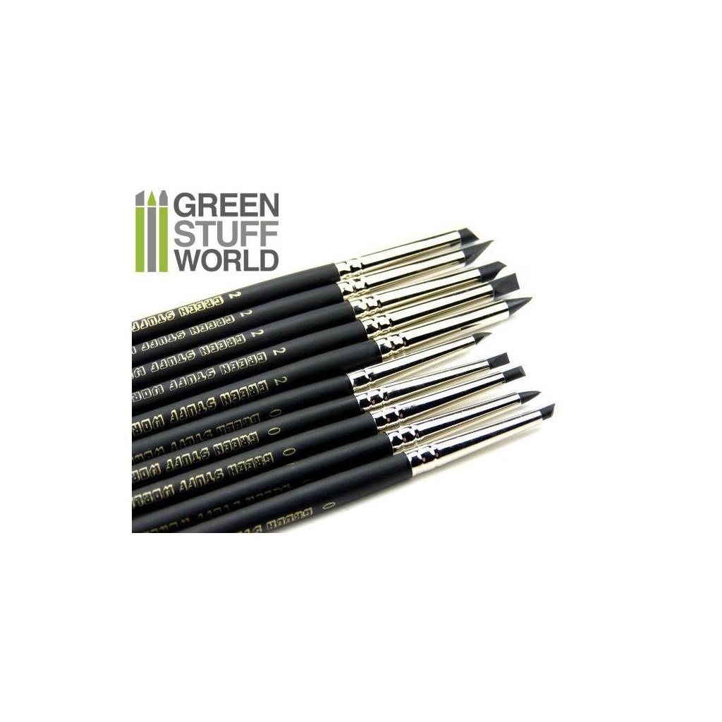 10 Pinceaux en Silicone - Colour Shapers Taille 0 et 2 - Noir ferme