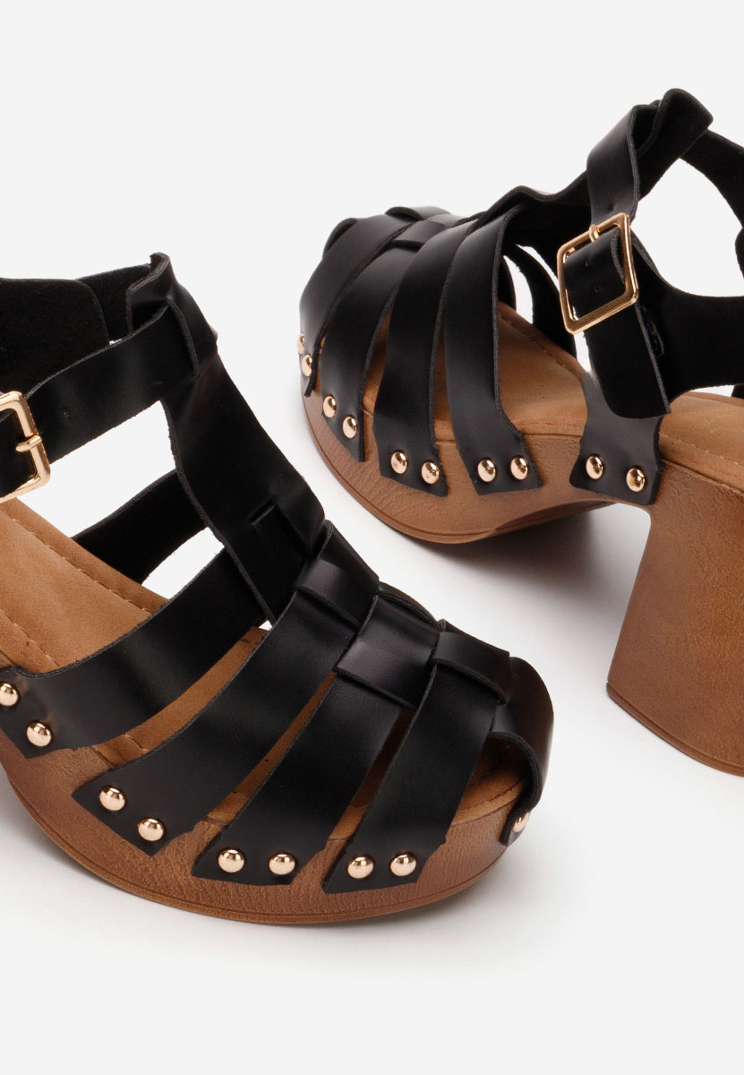Sandales à talon épais noires Gaga