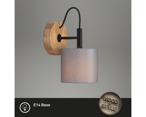 Wandlamp, 1-lichts, Ø 12,5 cm, ruw bruin/grijs