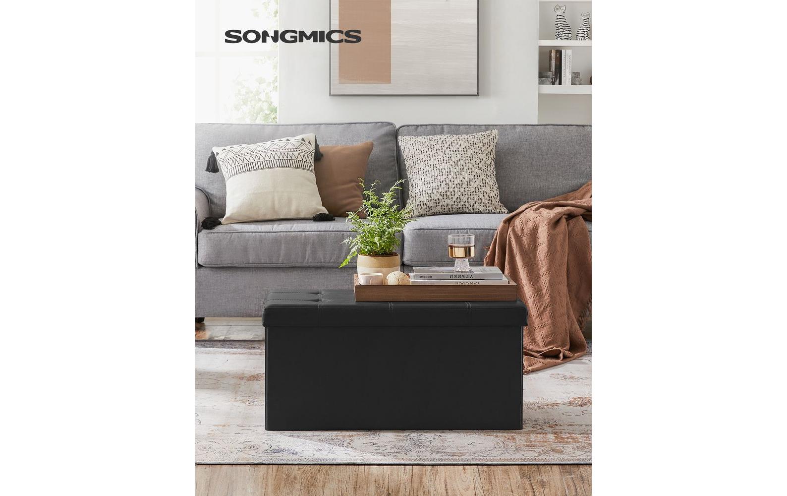Sitztruhe mit Aufbewahrung 76 x 38 cm, SchwarzTruhenbank