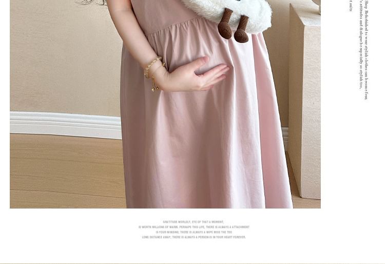 Levsayte - Maternity Plain Ruffle Midi Pinafore Dress