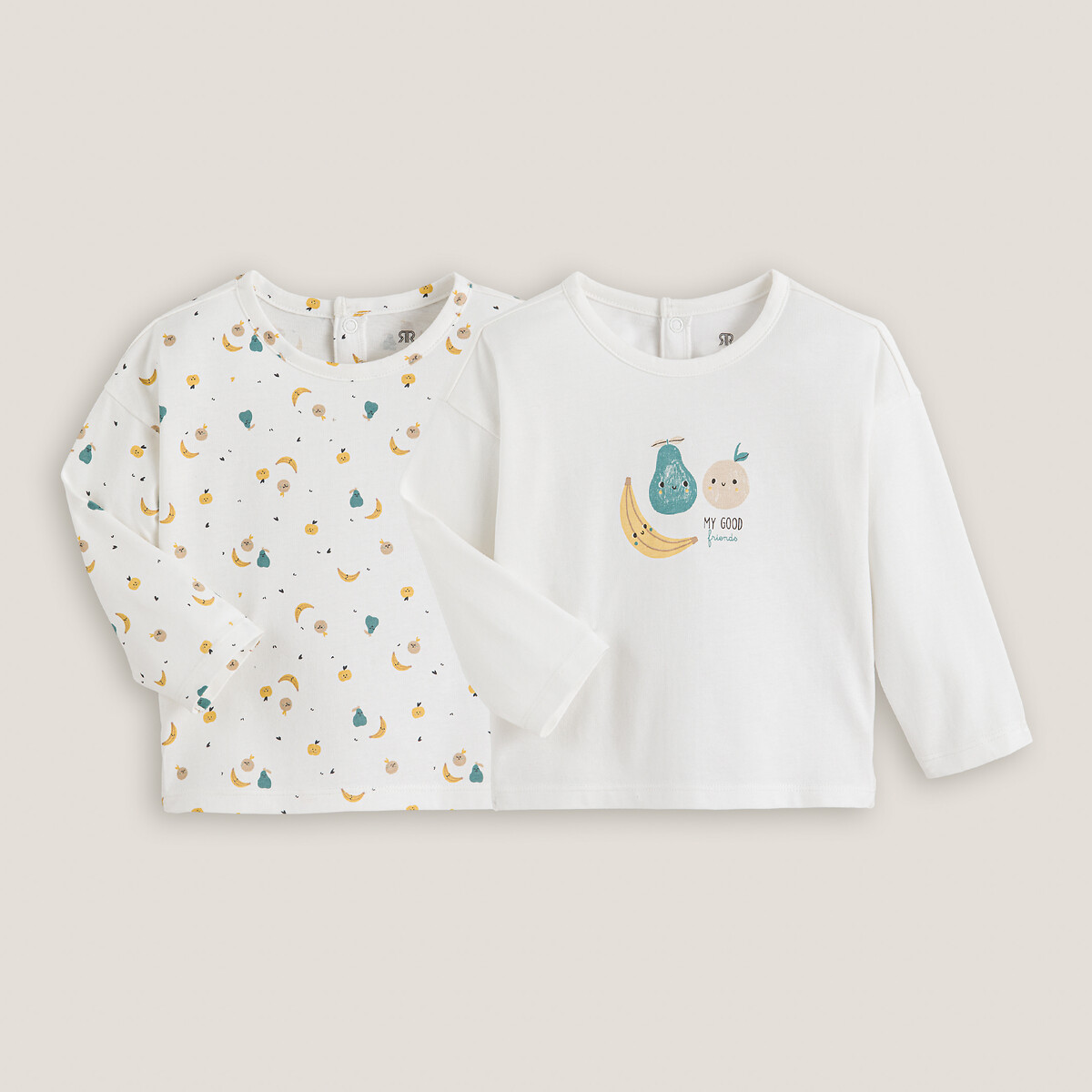 COLEÇÃO LA REDOUTE<br>Conjunto de 2 camisetas de manga comprida estampadas