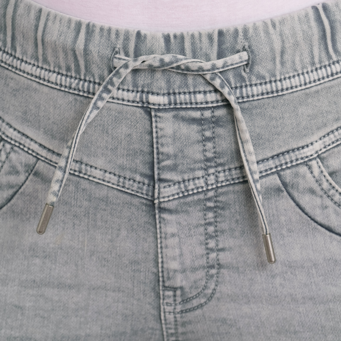 Gina Damen Jeggings mit Elastikbund hellgrau