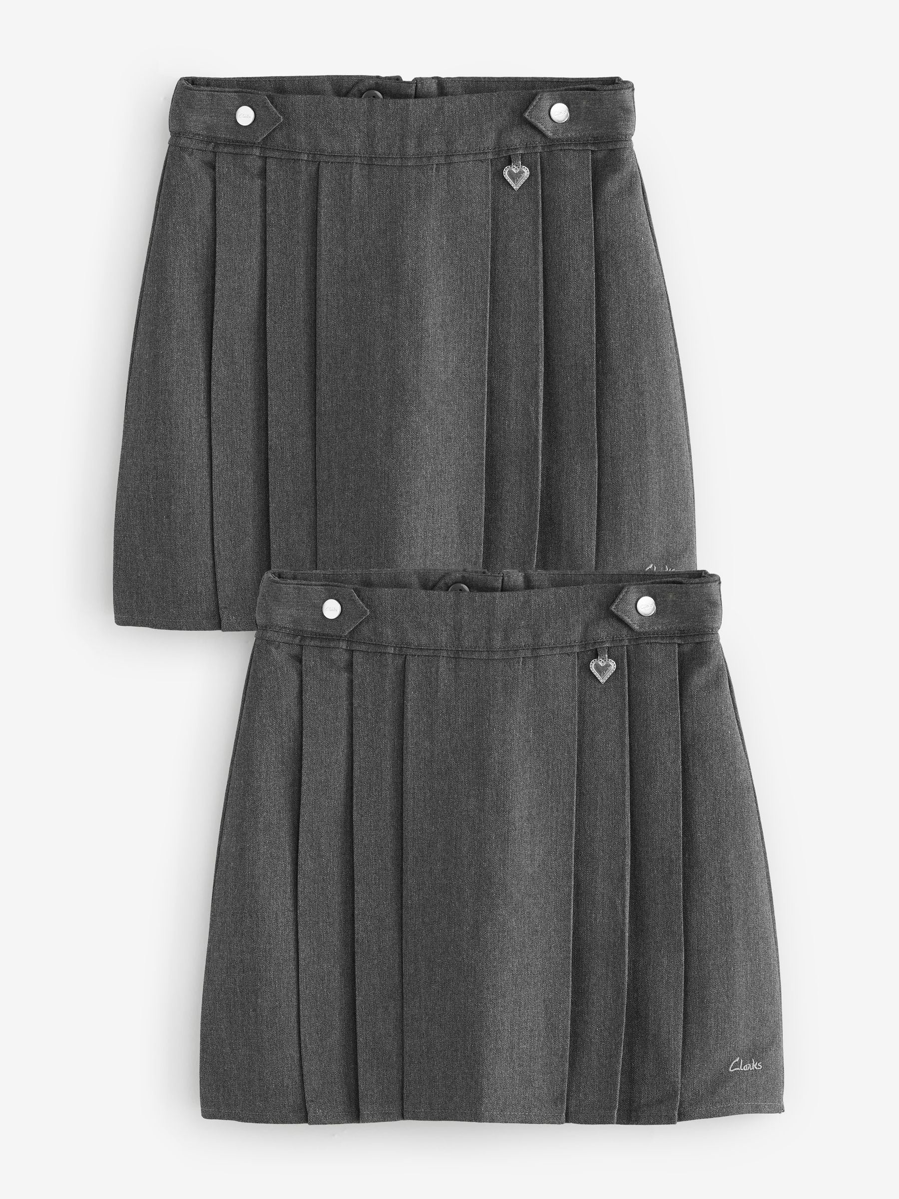 Grijs - Clarks Pleated School Skirts 2 Pack