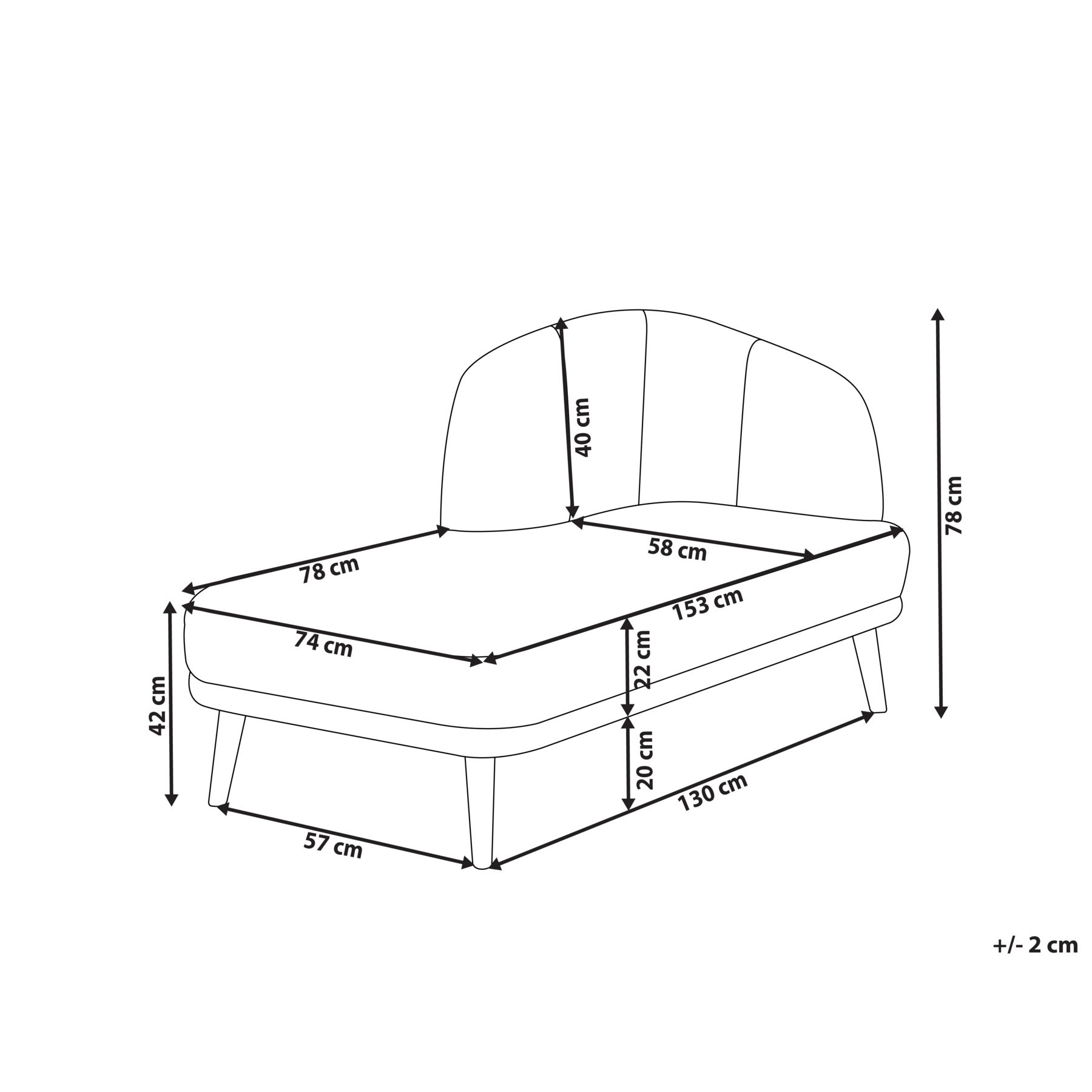 Beliani - TANLAY - Chaise longue - Lichtbruin - Polyester