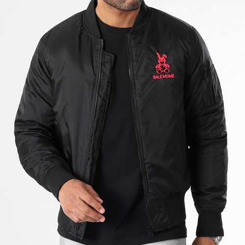 Veste Bomber Lapin Noir Rose Fluo