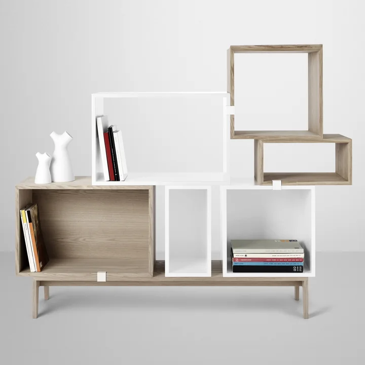 Muuto - Stacked System Regalmodul mit Rückwand, medium / weiss