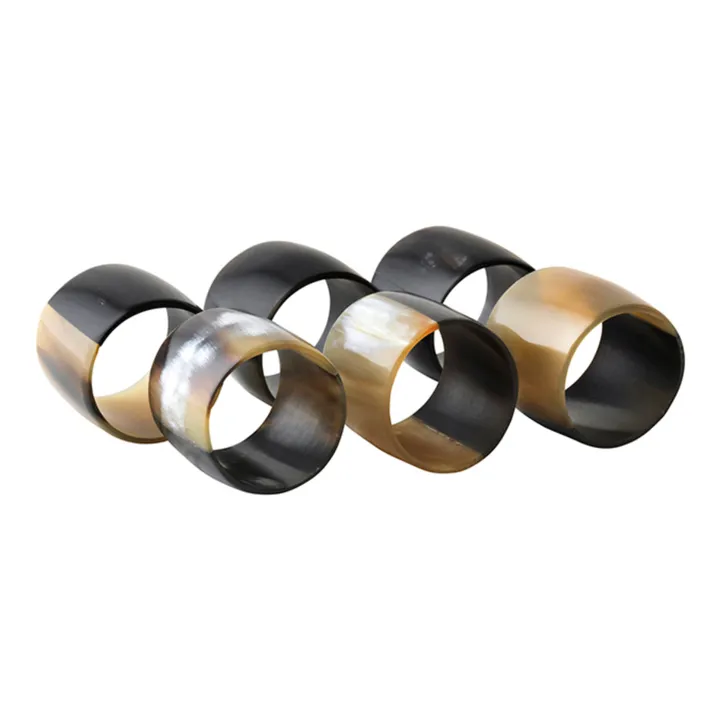 Broste Copenhagen Rond de serviette en corne - Set de 6