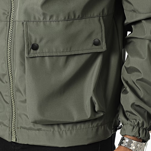 Veste Zippée Capuche Vert Kaki Beige