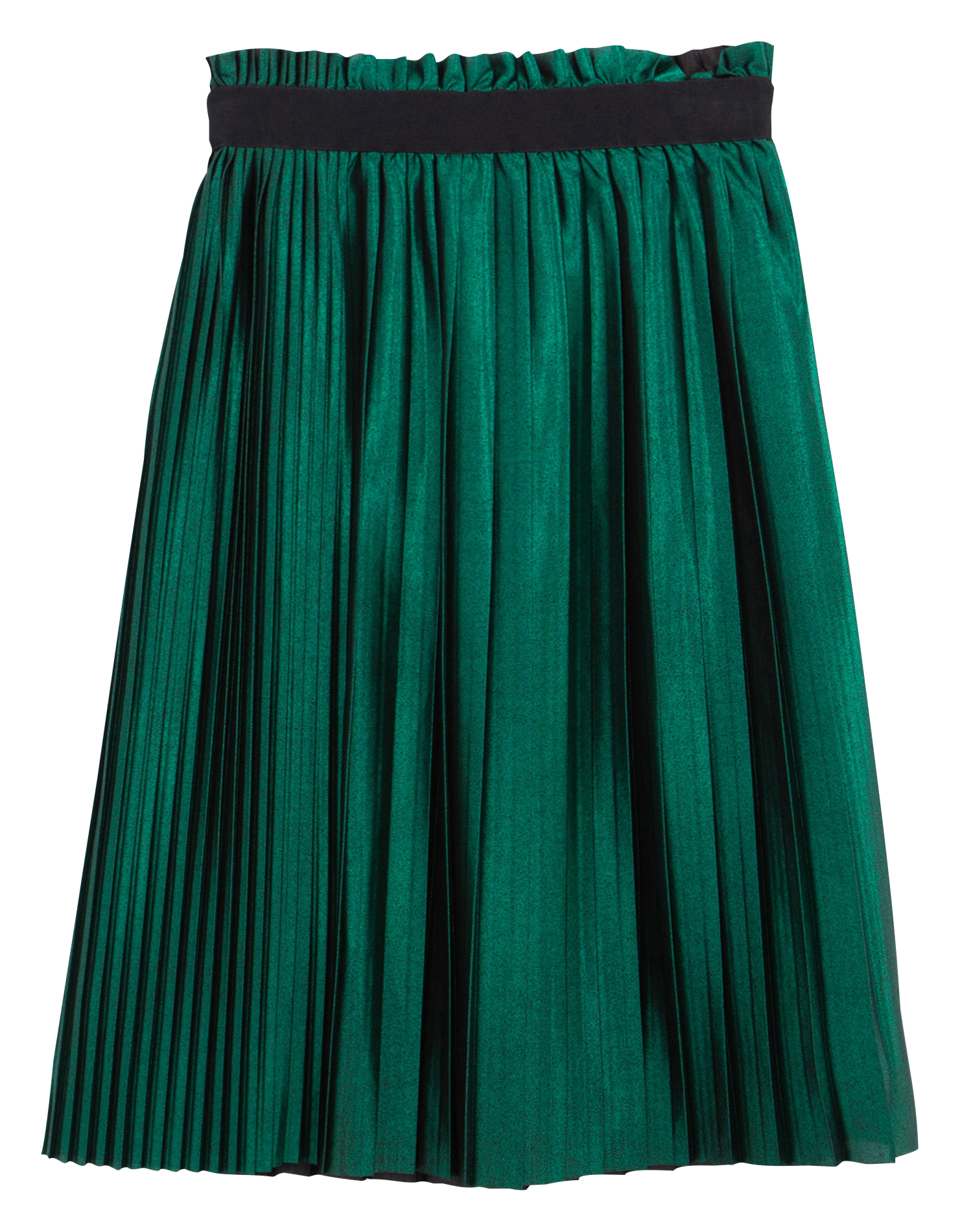 Jupe midi satinée évasée | Vert