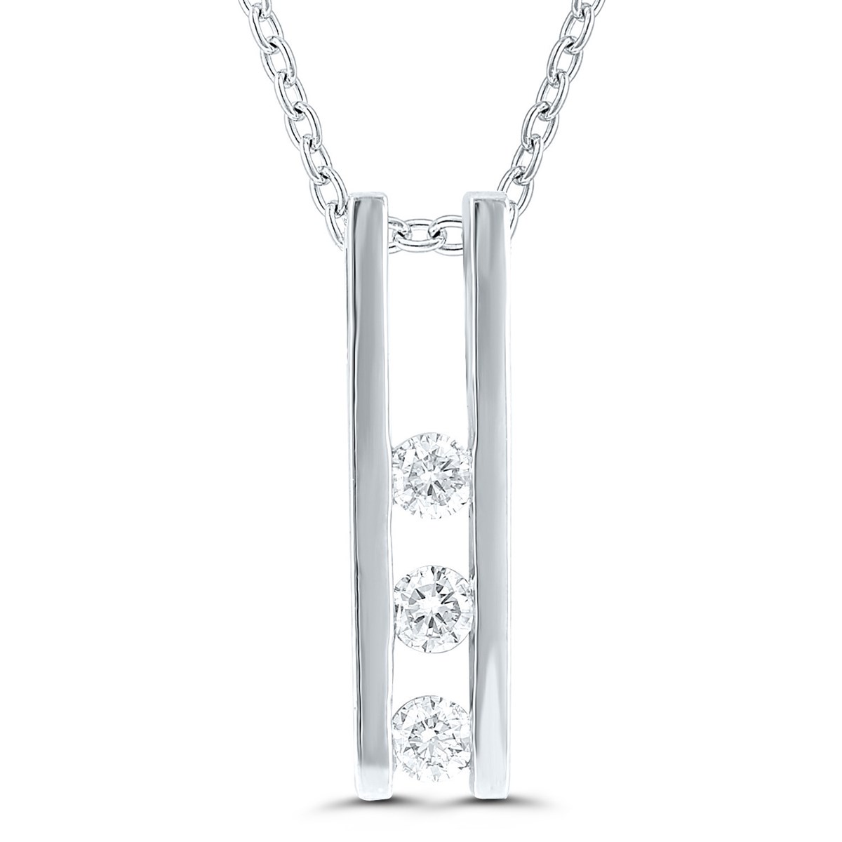 Pendentif Brillaxis or blanc trilogie diamant