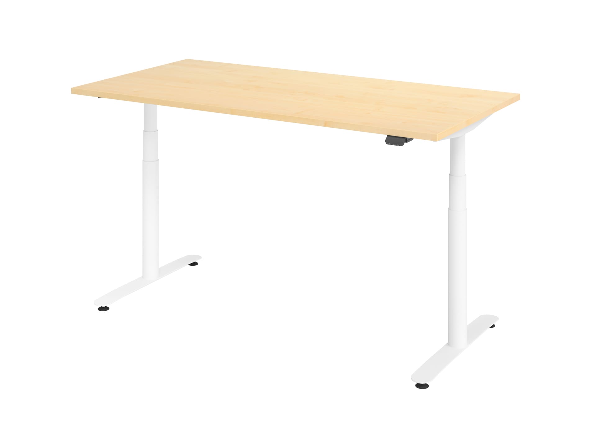 Höhenverstellbarer Schreibtisch 160 x 80 cm Ahorn/ Weiß