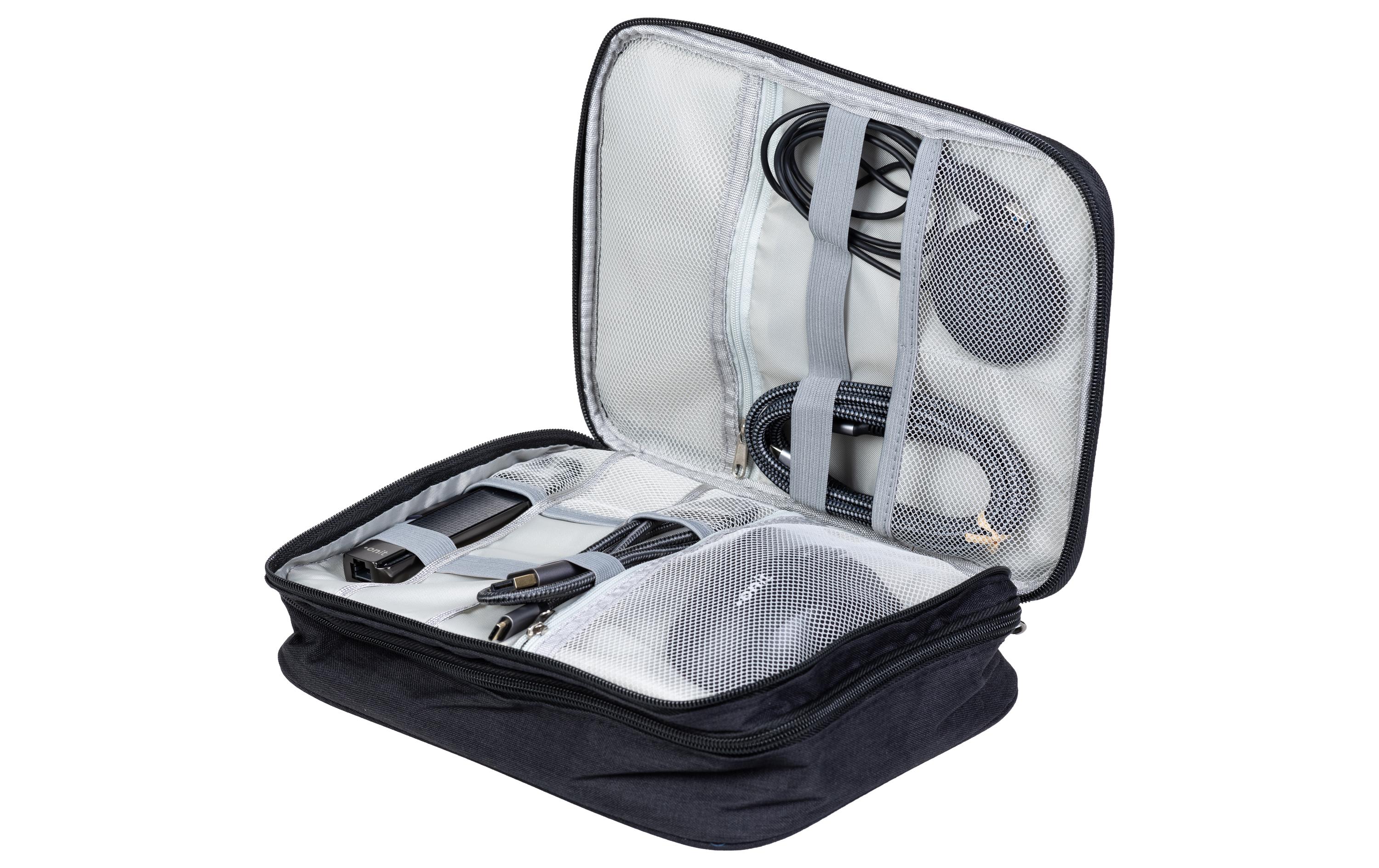 Reisetasche Tech-Zubehör Maxi, SchwarzZubehörtasche für Powerbank, Ladegerät, USB-Stick, Kabel und mehr