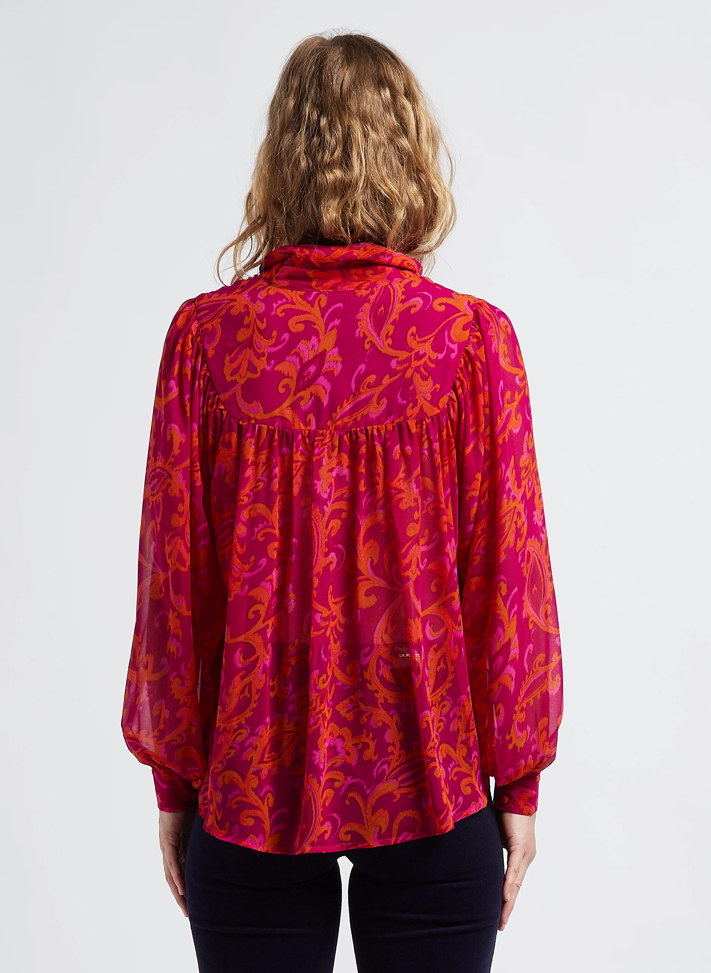 JOAO - Chemise col classique en voile imprimé | Rose
