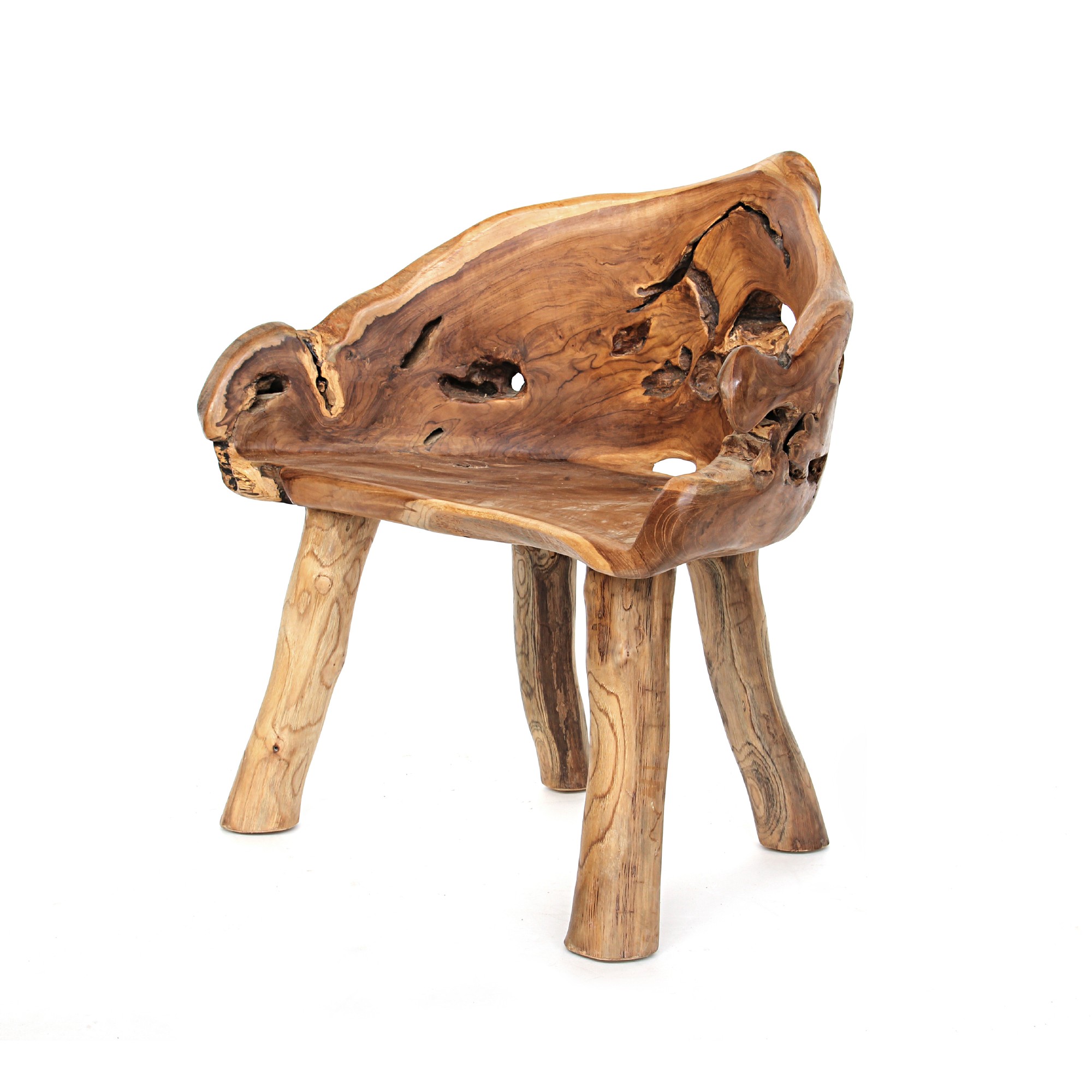 Wurzelholz-Sessel, Teak natur, T 50 cm, B 70 cm, H 70 cm von fischer's lagerhaus
