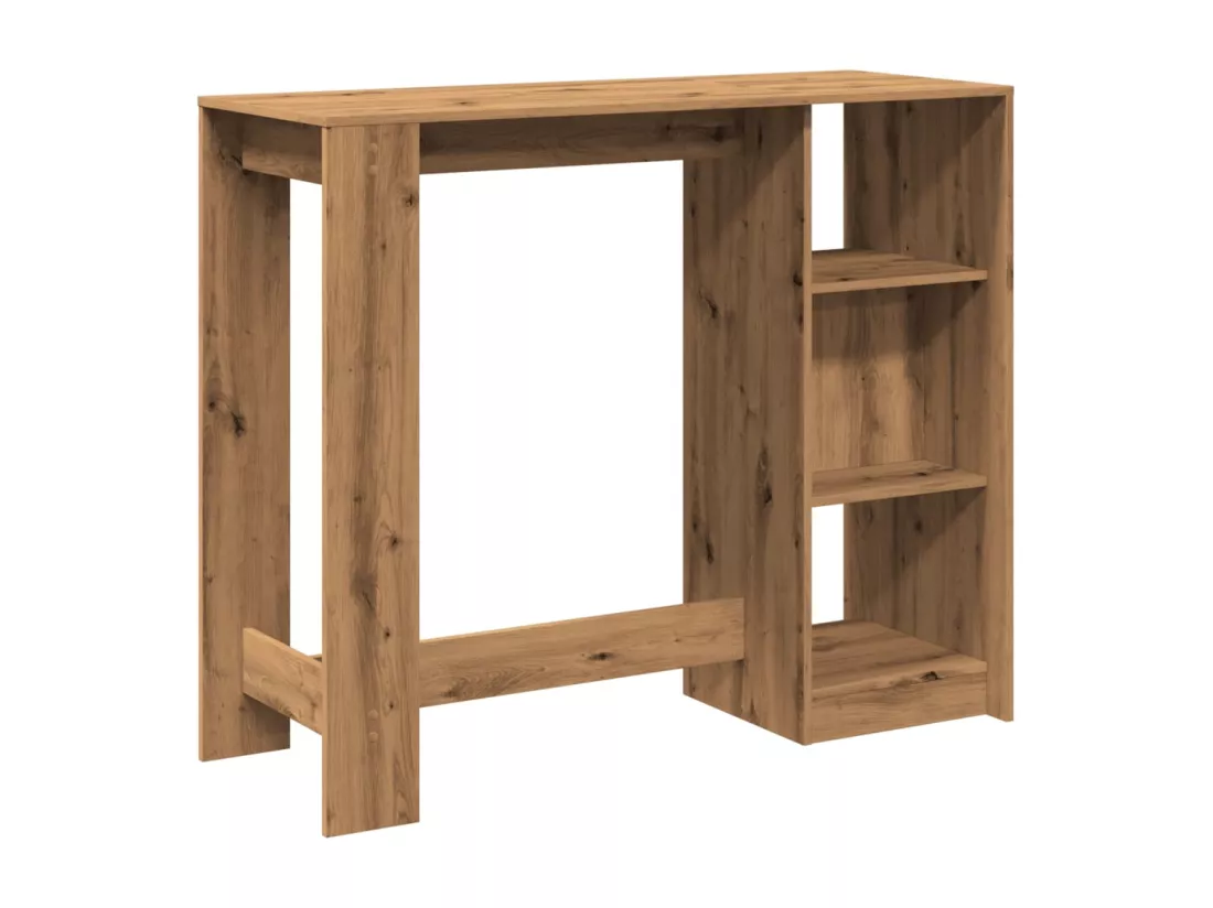 Table de bar avec étagère chêne artisanal bois d'ingénierie