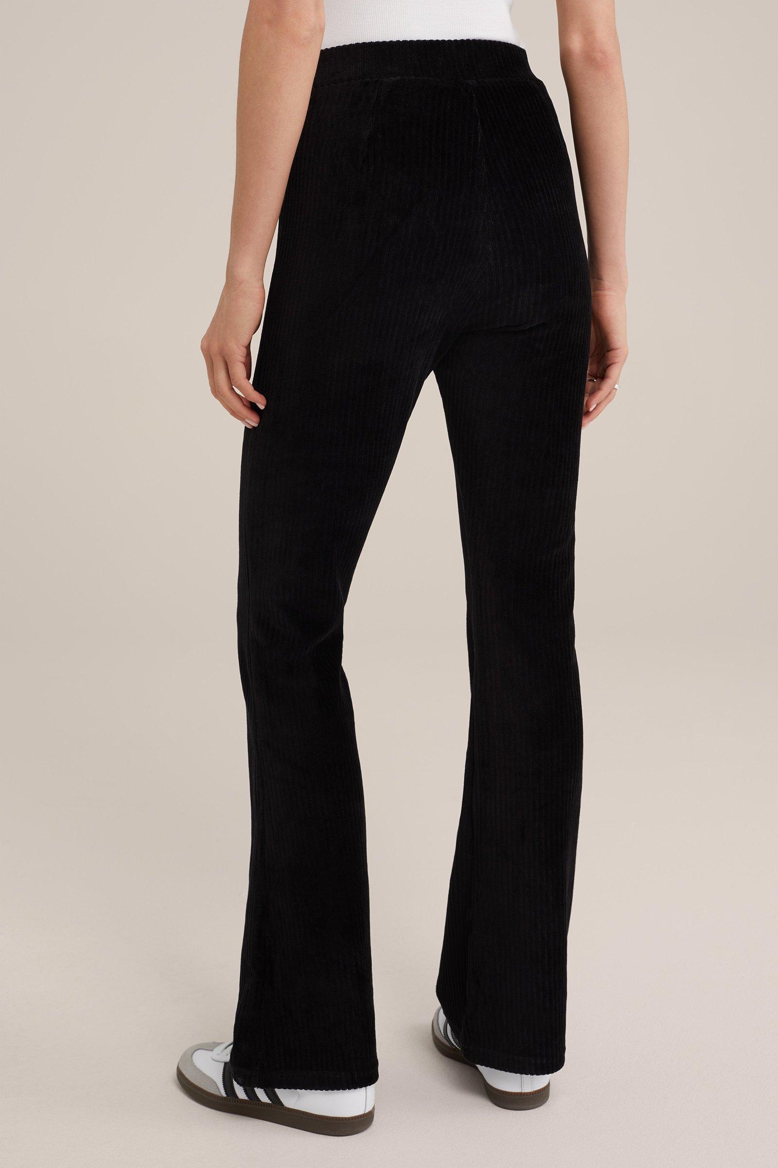 flared legging van ribstof WE Fashion Zwart