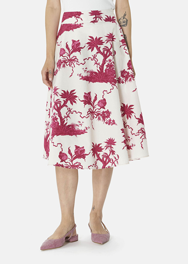 Jupe Jeannetteécrue à motif fleuri bordeaux