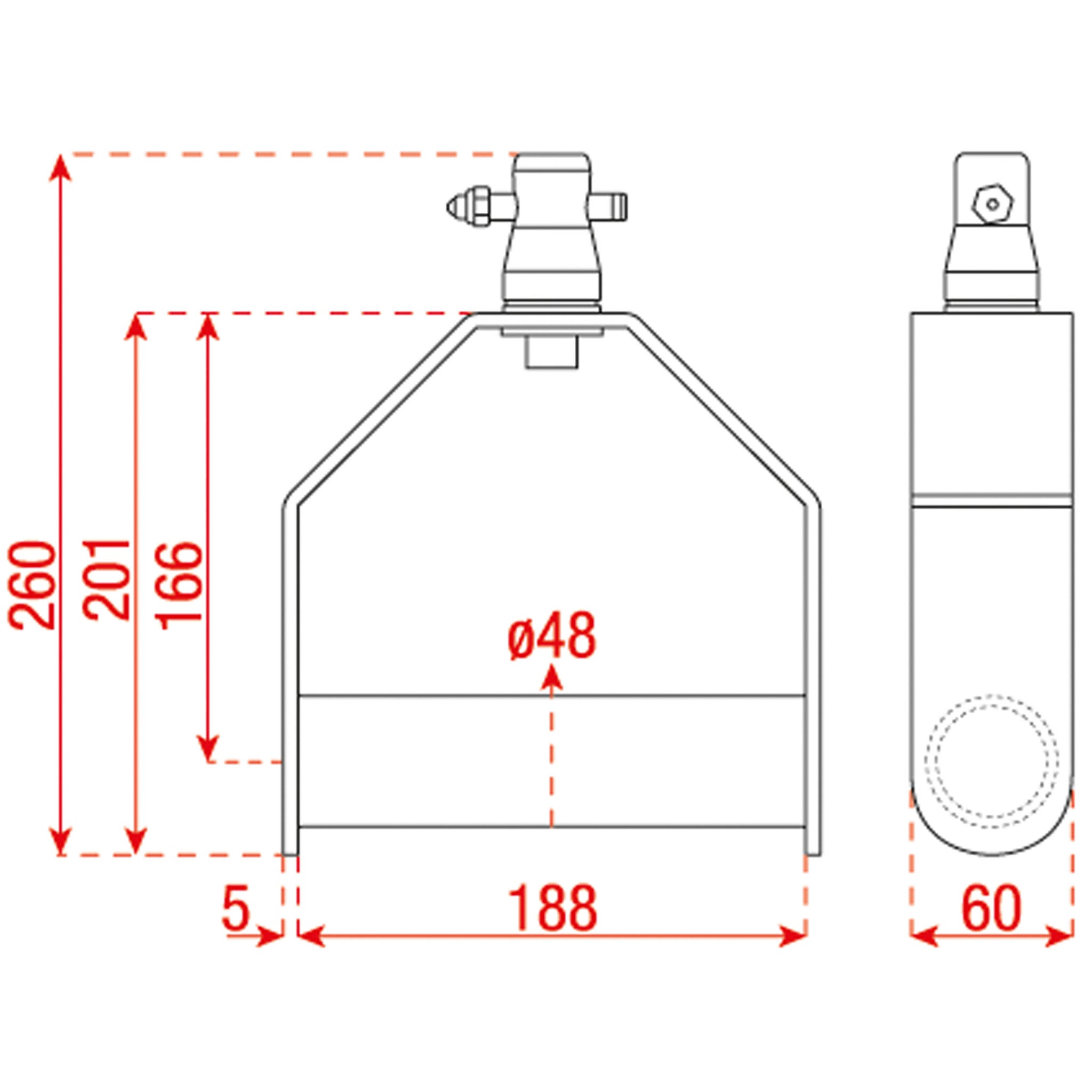 Showgear Single Downrigger voor uiteinde F-truss, zwart
