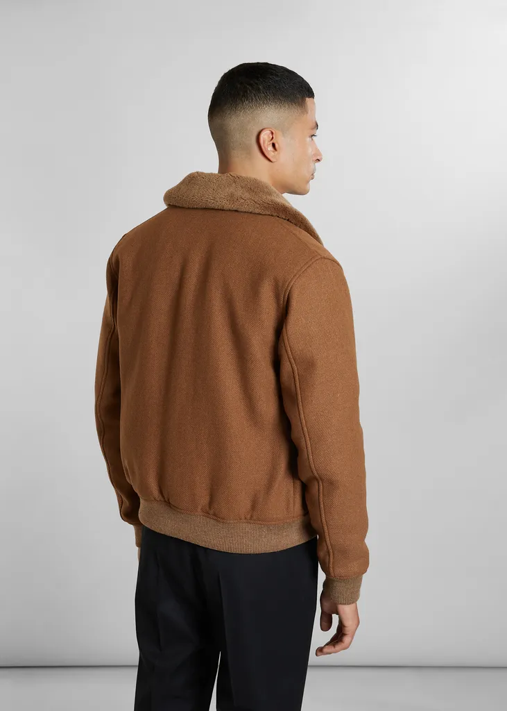 Blouson aviateur col mouton laine fabriquée en France L'Exception Paris