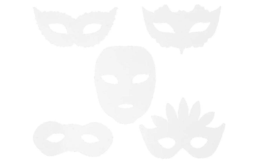 Papp-Maske Weiss, 16 StückKarnevals-Masken