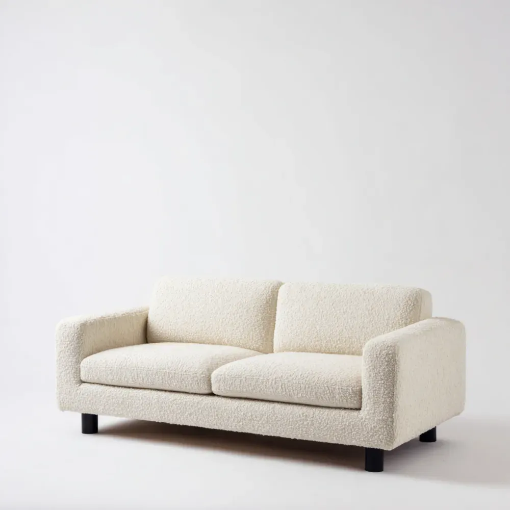 Zweisitzer-Sofa 150x85x75 cm – Bouclé-Stoff – Creme – Modernes Design