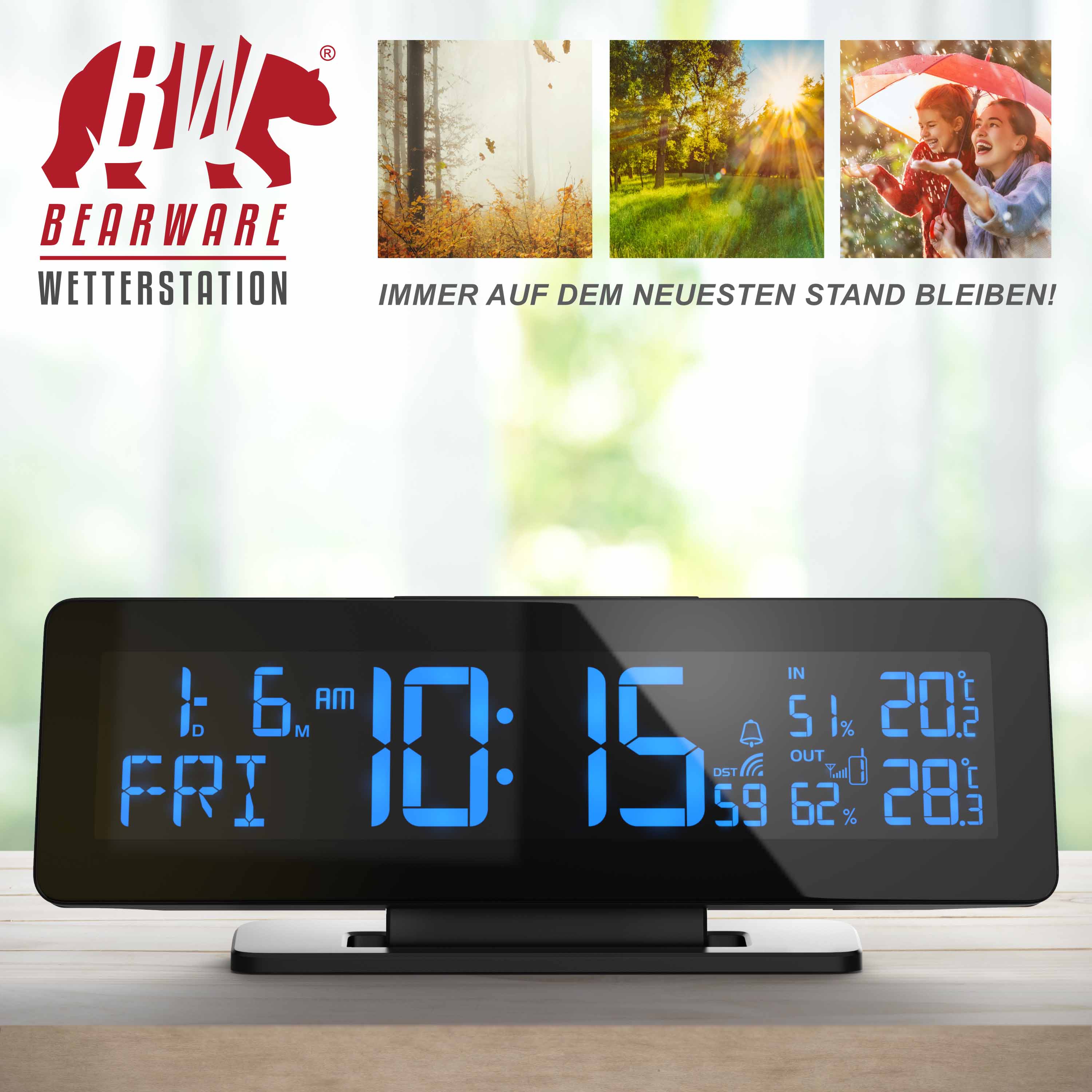 BEARWARE Funkwetterstation Temperaturgesteuertes Farbdisplay