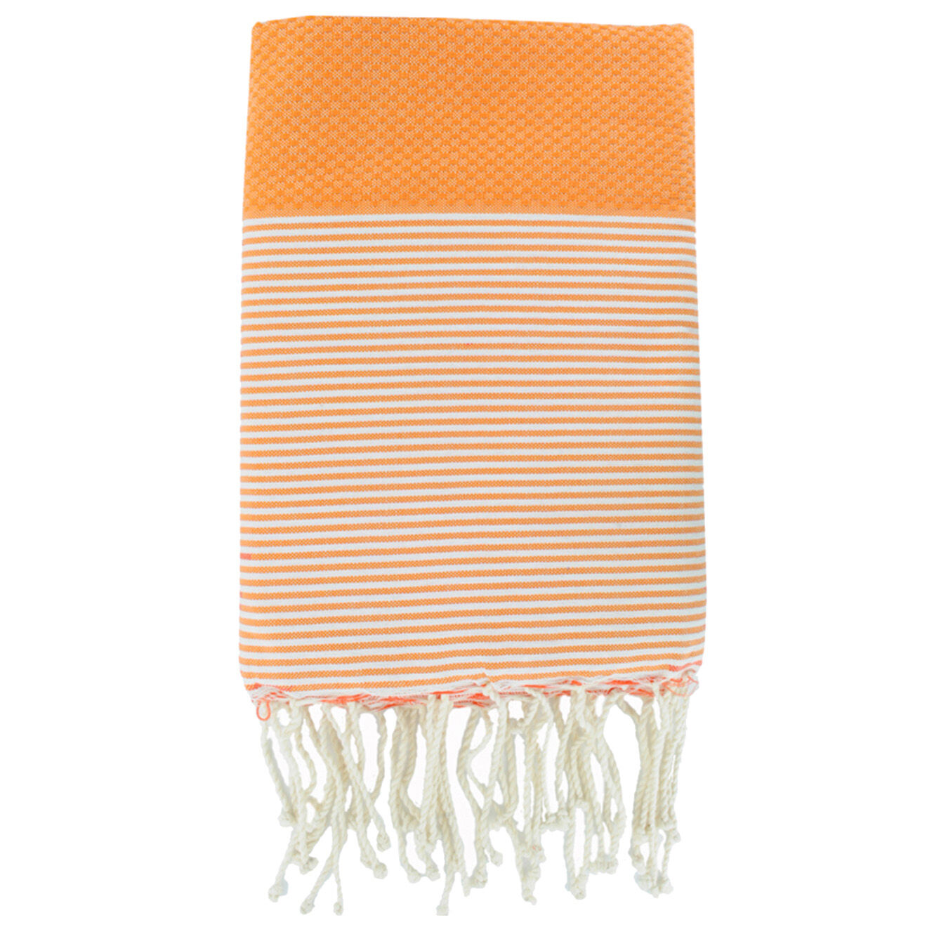 Febronie Fouta Nid d'Abeille Ibiza orange/blanc - 100x200 cm