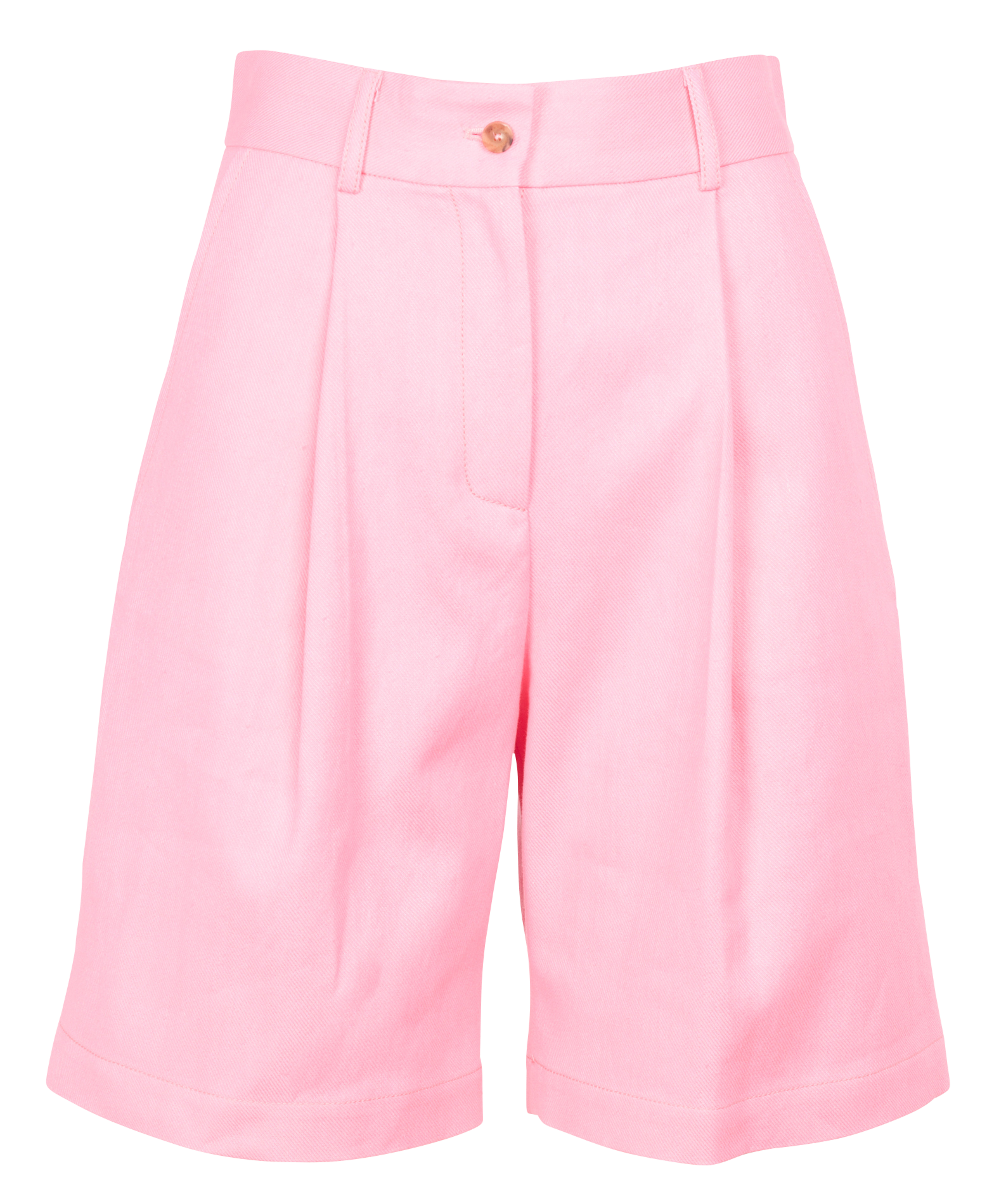 LOUIS - Bermuda taille haute en coton et lin| Rose