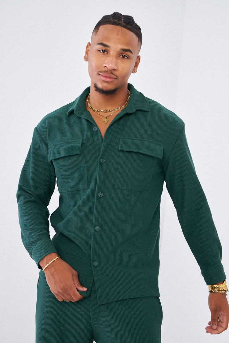Ensemble 2 pièces chemise + pantalon vert foncé